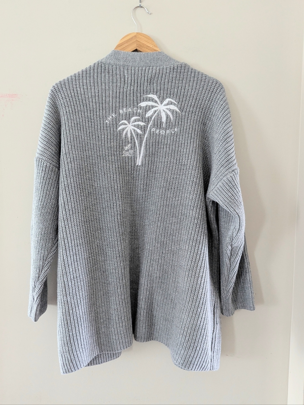 The Beach People Gray Knit Embroidered Cardigan Sweater XL-2X